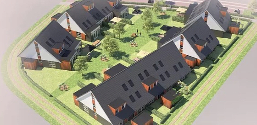 Ecowijk de Kiem is een autoluwe omgeving met veel groen tussen en rondom de woningen.