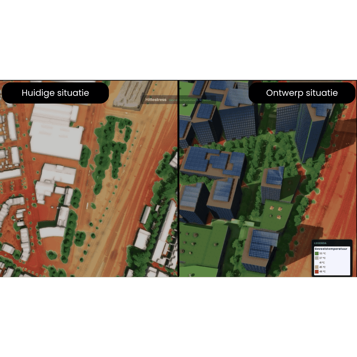 Vergelijking tussen de huidige situatie en een nieuw ontwerp